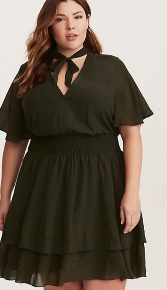 Torrid insider collection smock embr chiffon dress - Picture 3 of 6